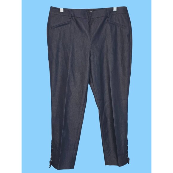 Talbots Size 12P Black Straight Leg Cropped Pants with Ankle Ties - Picture 1 of 8